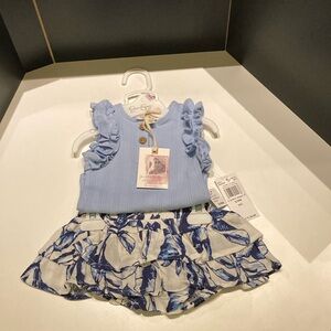 Jessica Simpson Baby Girl 6-9 moths 2 pcs Bodysuit diaper cover skirt floral